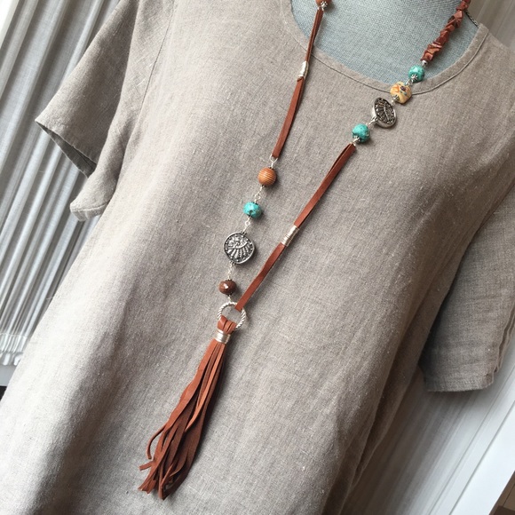 Long Brown Turquoise Indian Tassel 